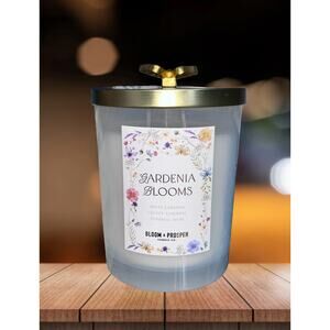 NEW! Bloom & Prosper Gardenia Blooms Candle 14.3 oz Butterfly Lid